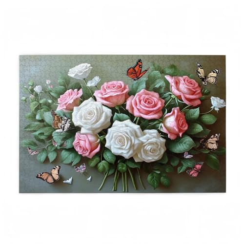 Puzzle 1500 Teile Schmetterling Puzzle Blume DIY Kreative Holz Jigsaws für Erwachsene mit Geschenkbox Verpackung, Impossible Herausfordernde Familie Aktivität Spiele, Deko Wohnzimmer 87x57cm D-53 von Wehsaeho