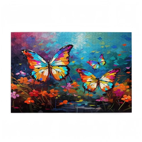 Puzzle 1500 Teile Schmetterling Puzzle Farbe DIY Kreative Holz Jigsaws für Erwachsene mit Geschenkbox Verpackung, Impossible Herausfordernde Familie Aktivität Spiele, Deko Wohnzimmer 87x57cm D-657 von Wehsaeho