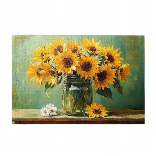 Puzzle 1500 Teile Sonnenblume Puzzle Retro DIY Kreative Holz Jigsaws für Erwachsene mit Geschenkbox Verpackung, Impossible Herausfordernde Familie Aktivität Spiele, Deko Wohnzimmer 87x57cm D-441 Puzzle 1500 Teile Sonnenblume Puzzle Retro DIY Kreative Holz Jigsaws für Erwachsene mit Geschenkbox Verpackung, Impossible Herausfordernde Familie Aktivität Spiele, Deko Wohnzimmer 87x57cm D-441 von Wehsaeho