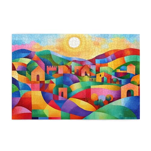 Puzzle 200 Teile Abstrakt Puzzle Sonnenuntergang DIY Kreative Holz Jigsaws für Erwachsene, Impossible Herausfordernde Familie Aktivität Spiele, Deko Wohnzimmer, Geschenke für Frauen 35x25cm E-586 von Wehsaeho