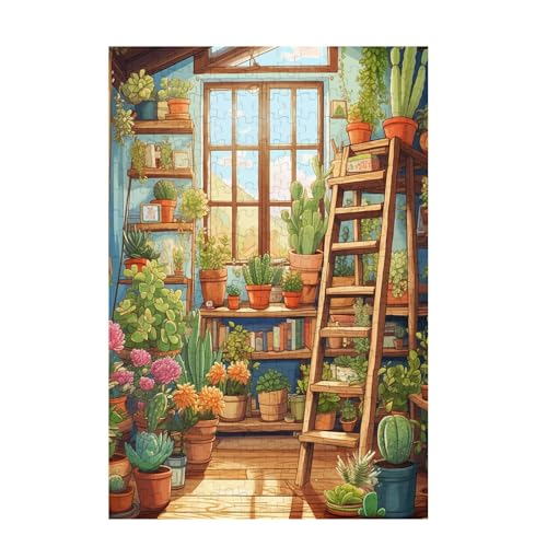 Puzzle 200 Teile Anlage Puzzle Fensterbank DIY Kreative Holz Jigsaws für Erwachsene mit Geschenkbox Verpackung, Impossible Herausfordernde Familie Aktivität Spiele, Deko Wohnzimmer 35x25cm D-1621 von Wehsaeho