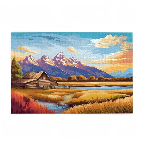 Puzzle 200 Teile Bauernhof Puzzle Berg DIY Kreative Holz Jigsaws für Erwachsene mit Geschenkbox Verpackung, Impossible Herausfordernde Familie Aktivität Spiele, Geschenke für Frauen 35x25cm D-699 von Wehsaeho