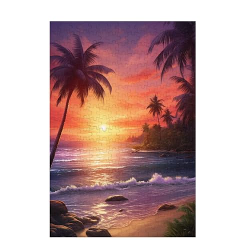 Puzzle 200 Teile Baum Puzzle Strand DIY Kreative Holz Jigsaws für Erwachsene mit Geschenkbox, Impossible Herausfordernde Familie Aktivität Spiele, Deko Wohnzimmer, Geschenke für Frauen 35x25cm D-1536 von Wehsaeho