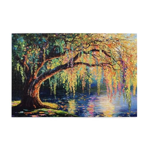 Puzzle 200 Teile Baum Puzzle Weide DIY Kreative Holz Jigsaws für Erwachsene mit Geschenkbox Verpackung, Impossible Herausfordernde Familie Aktivität Spiele, Deko Wohnzimmer Geschenke 35x25cm E-1566 von Wehsaeho