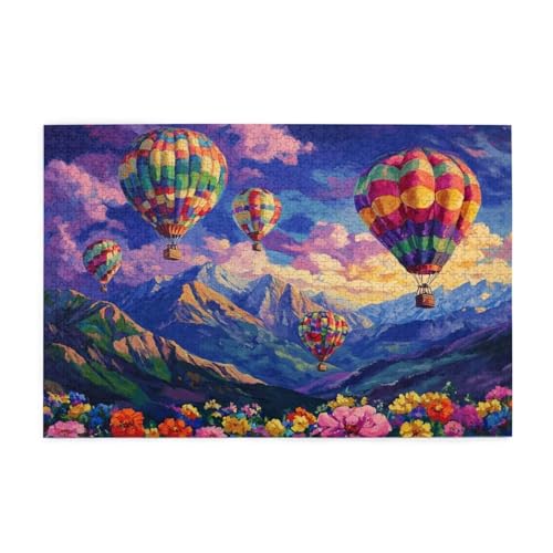 Puzzle 200 Teile Blume Puzzle Heißluftballon DIY Kreative Holz Jigsaws für Erwachsene, Impossible Herausfordernde Familie Aktivität Spiele, Deko Wohnzimmer, Geschenke für Frauen 35x25cm E-333 von Wehsaeho