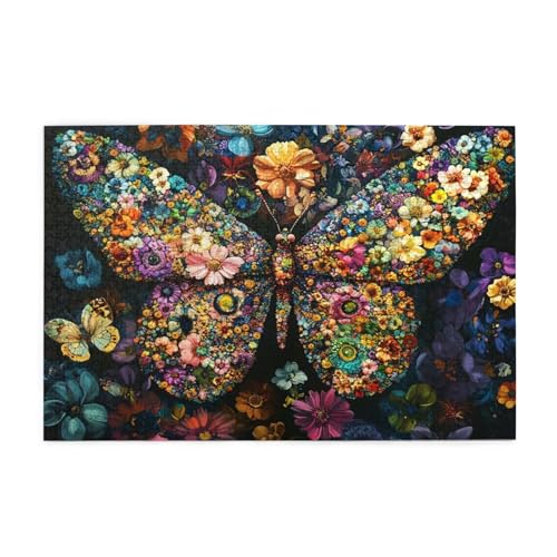 Puzzle 200 Teile Blume Puzzle Schmetterling DIY Kreative Holz Jigsaws für Erwachsene mit Geschenkbox Verpackung, Impossible Herausfordernde Familie Aktivität Spiele, Wanddeko Geschenke 35x25cm E-929 von Wehsaeho