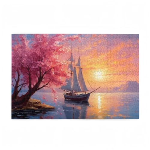 Puzzle 200 Teile Boot Puzzle Baum DIY Kreative Holz Jigsaws für Erwachsene mit Geschenkbox Verpackung, Impossible Herausfordernde Familie Aktivität Spiele, Wohnzimmer Deko Geschenke 35x25cm D-196 von Wehsaeho