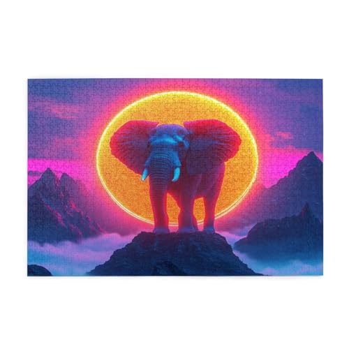 Puzzle 200 Teile Elefant Puzzle Sonnenuntergang DIY Kreative Holz Jigsaws für Erwachsene, Impossible Herausfordernde Familie Aktivität Spiele, Deko Wohnzimmer, Geschenke für Frauen 35x25cm E-743 von Wehsaeho