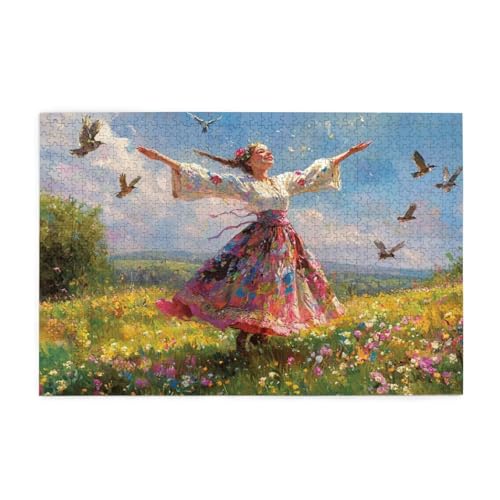 Puzzle 200 Teile Frau Puzzle Landschaft DIY Kreative Holz Jigsaws für Erwachsene, Geschenkbox Verpackung, Impossible Herausfordernde Familie Aktivität Spiele, Deko Wohnzimmer Geschenke 35x25cm E-783 von Wehsaeho