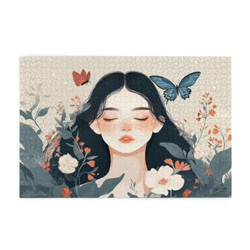 Puzzle 200 Teile Frau Puzzle Schmetterling DIY Kreative Holz Jigsaws für Erwachsene, Geschenkbox Verpackung, Impossible Herausfordernde Familie Aktivität Spiele, Deko Wohnzimmer 35x25cm E-964 von Wehsaeho