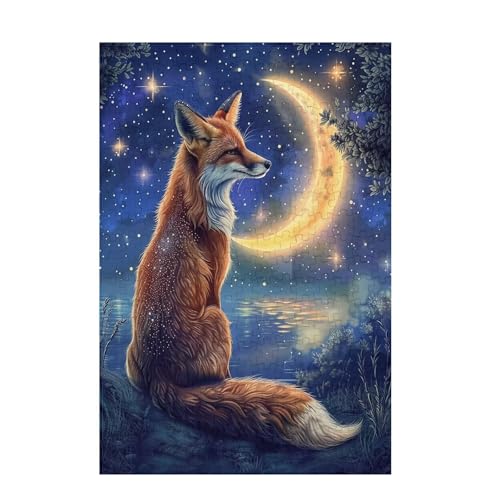 Puzzle 200 Teile Fuchs Puzzle Mond DIY Kreative Holz Jigsaws für Erwachsene mit Geschenkbox Verpackung, Impossible Herausfordernde Familie Aktivität Spiele, Wohnzimmer Deko Geschenke 35x25cm D-836 von Wehsaeho