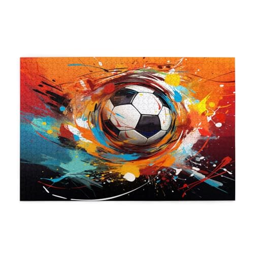 Puzzle 200 Teile Fußball Puzzle Farbe DIY Kreative Holz Jigsaws für Erwachsene mit Geschenkbox Verpackung, Impossible Herausfordernde Familie Aktivität Spiele, Deko Wohnzimmer Geschenke 35x25cm E-798 von Wehsaeho