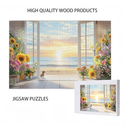 Puzzle 200 Teile Hund Puzzle Sonnenuntergang DIY Kreative Holz Jigsaws für Erwachsene mit Geschenkbox Verpackung, Impossible Herausfordernde Familie Aktivität Spiele, Deko Wohnzimmer 35x25cm D-121 von Wehsaeho