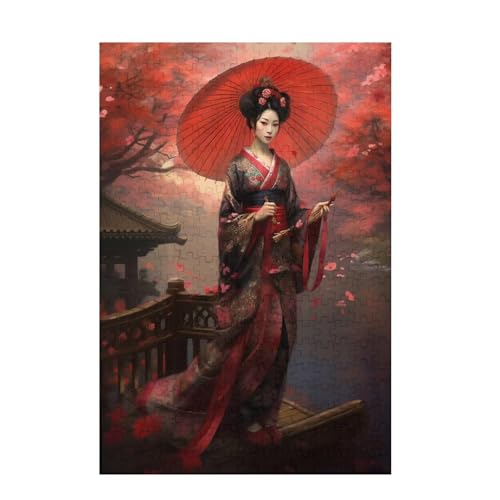 Puzzle 200 Teile Japan Puzzle Frau DIY Kreative Holz Jigsaws für Erwachsene mit Geschenkbox Verpackung, Impossible Herausfordernde Familie Aktivität Spiele, Wohnzimmer Deko Geschenke 35x25cm D-838 von Wehsaeho