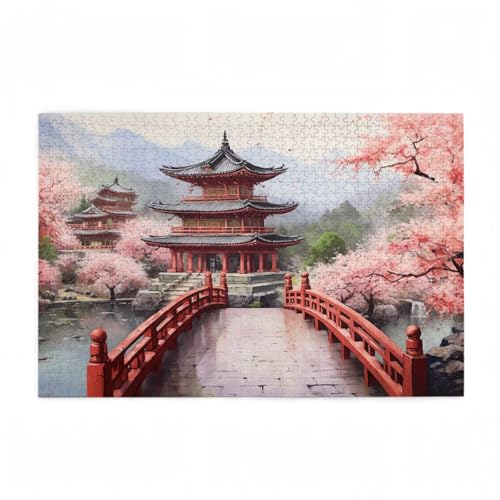 Puzzle 200 Teile Japan Puzzle Kirschblüten DIY Kreative Holz Jigsaws für Erwachsene mit Geschenkbox Verpackung, Impossible Herausfordernde Familie Aktivität Spiele, Deko Wohnzimmer 35x25cm D-97 von Wehsaeho