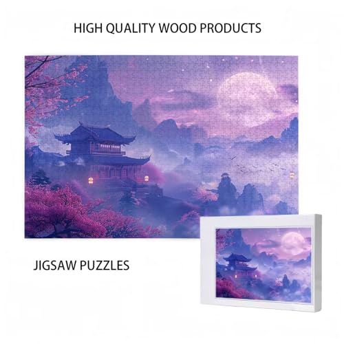 Puzzle 200 Teile Japan Puzzle Mond DIY Kreative Holz Jigsaws für Erwachsene mit Geschenkbox Verpackung, Impossible Herausfordernde Familie Aktivität Spiele, Wohnzimmer Deko Geschenke 35x25cm D-281 von Wehsaeho