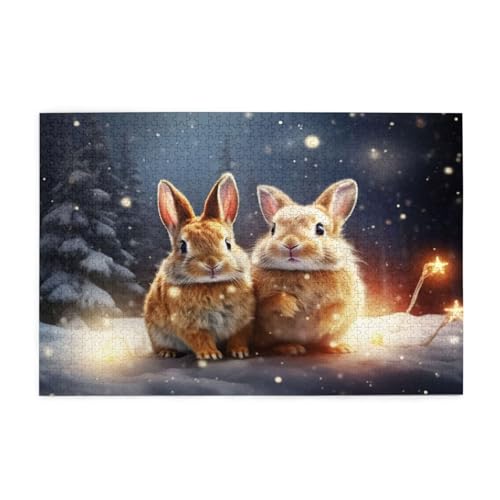 Puzzle 200 Teile Kaninchen Puzzle Sternenhimmel DIY Kreative Holz Jigsaws für Erwachsene, Impossible Herausfordernde Familie Aktivität Spiele, Deko Wohnzimmer, Geschenke für Frauen 35x25cm E-180 von Wehsaeho