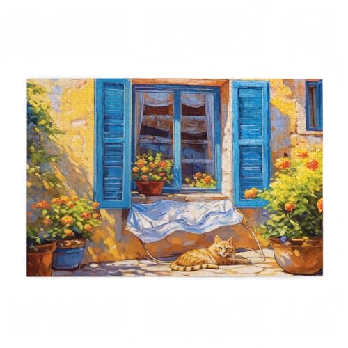 Puzzle 200 Teile Katze Puzzle Blume DIY Kreative Holz Jigsaws für Erwachsene mit Geschenkbox Verpackung, Impossible Herausfordernde Familie Aktivität Spiele, Geschenke für Frauen 35x25cm D-417 von Wehsaeho