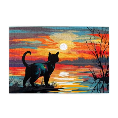 Puzzle 200 Teile Katze Puzzle Sonnenuntergang DIY Kreative Holz Jigsaws für Erwachsene, Impossible Herausfordernde Familie Aktivität Spiele, Deko Wohnzimmer, Geschenke für Frauen 35x25cm E-953 Puzzle 200 Teile Katze Puzzle Sonnenuntergang DIY Kreative Holz Jigsaws für Erwachsene, Impossible Herausfordernde Familie Aktivität Spiele, Deko Wohnzimmer, Geschenke für Frauen 35x25cm E-953 von Wehsaeho