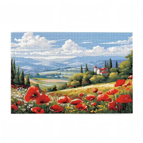 Puzzle 200 Teile Landschaft Puzzle Blume DIY Kreative Holz Jigsaws für Erwachsene mit Geschenkbox Verpackung, Impossible Herausfordernde Familie Aktivität Spiele, Deko Wohnzimmer 35x25cm D-690 von Wehsaeho