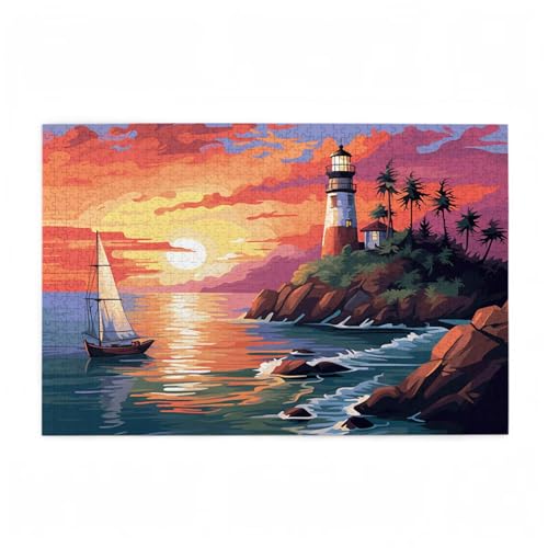 Puzzle 200 Teile Landschaft Puzzle Boot DIY Kreative Holz Jigsaws für Erwachsene mit Geschenkbox Verpackung, Impossible Herausfordernde Familie Aktivität Spiele, Deko Wohnzimmer 35x25cm D-532 von Wehsaeho