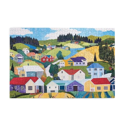 Puzzle 200 Teile Landschaft Puzzle Karikatur DIY Kreative Holz Jigsaws für Erwachsene, Impossible Herausfordernde Familie Aktivität Spiele, Deko Wohnzimmer, Geschenke für Frauen 35x25cm E-1403 von Wehsaeho