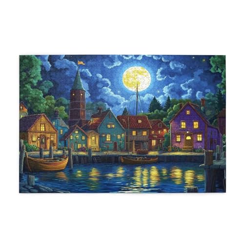 Puzzle 200 Teile Landschaft Puzzle Mond DIY Kreative Holz Jigsaws für Erwachsene, Geschenkbox Verpackung, Impossible Herausfordernde Familie Aktivität Spiele, Deko Wohnzimmer Geschenke 35x25cm E-542 von Wehsaeho