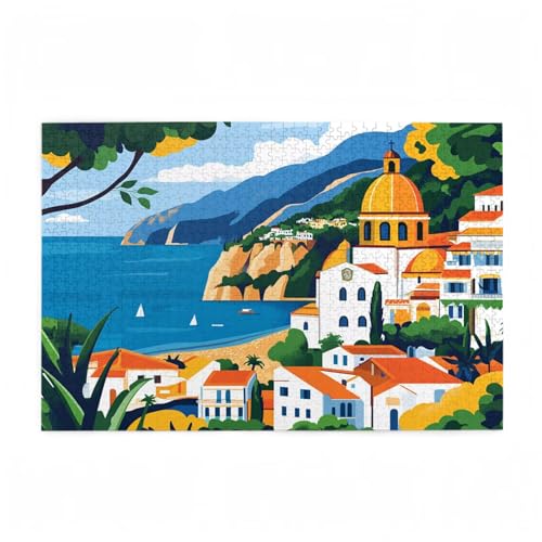 Puzzle 200 Teile Meer Puzzle Abstrakt DIY Kreative Holz Jigsaws für Erwachsene mit Geschenkbox, Impossible Herausfordernde Familie Aktivität Spiele, Deko Wohnzimmer, Geschenke für Frauen 35x25cm D-371 von Wehsaeho