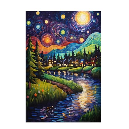 Puzzle 200 Teile Mond Puzzle Abstrakt DIY Kreative Holz Jigsaws für Erwachsene mit Geschenkbox Verpackung, Impossible Herausfordernde Familie Aktivität Spiele, Geschenke für Frauen 35x25cm D-1739 von Wehsaeho