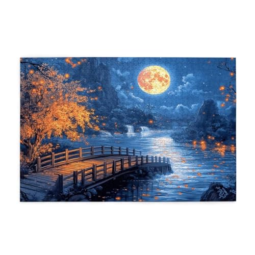 Puzzle 200 Teile Mond Puzzle Brücke DIY Kreative Holz Jigsaws für Erwachsene mit Geschenkbox Verpackung, Impossible Herausfordernde Familie Aktivität Spiele, Deko Wohnzimmer Geschenke 35x25cm E-1134 von Wehsaeho