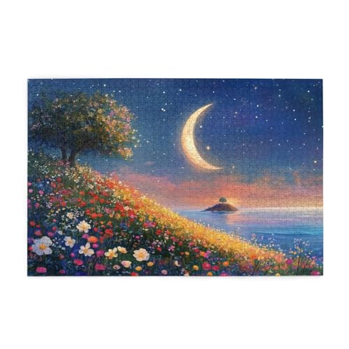 Puzzle 200 Teile Mond Puzzle Sternenhimmel DIY Kreative Holz Jigsaws für Erwachsene mit Geschenkbox Verpackung, Impossible Herausfordernde Familie Aktivität Spiele, Wanddeko Geschenke 35x25cm E-1126 von Wehsaeho