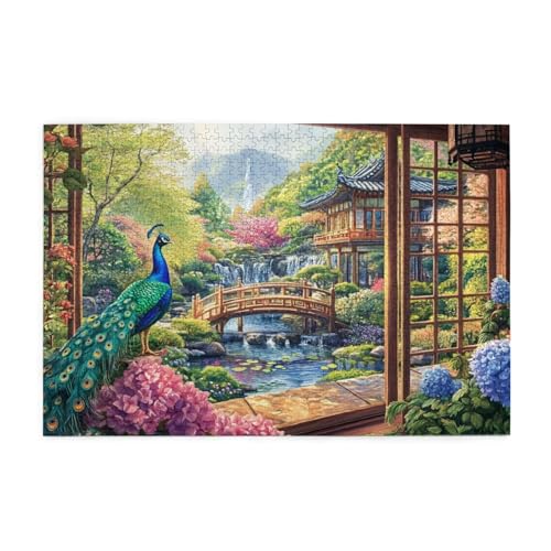 Puzzle 200 Teile Pfau Puzzle Brücke DIY Kreative Holz Jigsaws für Erwachsene mit Geschenkbox Verpackung, Impossible Herausfordernde Familie Aktivität Spiele, Deko Wohnzimmer Geschenke 35x25cm E-558 von Wehsaeho