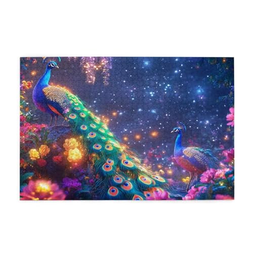 Puzzle 200 Teile Pfau Puzzle Sternenhimmel DIY Kreative Holz Jigsaws für Erwachsene, Geschenkbox Verpackung, Impossible Herausfordernde Familie Aktivität Spiele, Deko Wohnzimmer 35x25cm E-864 von Wehsaeho