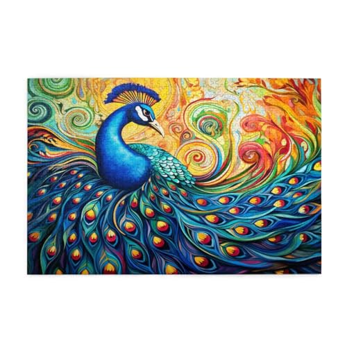 Puzzle 200 Teile Pfau Puzzle Tier DIY Kreative Holz Jigsaws für Erwachsene mit Geschenkbox Verpackung, Impossible Herausfordernde Familie Aktivität Spiele, Deko Wohnzimmer Geschenke 35x25cm E-562 von Wehsaeho