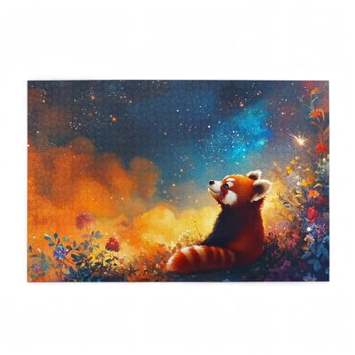 Puzzle 200 Teile Roter Panda Puzzle Sternenhimmel DIY Kreative Holz Jigsaws für Erwachsene mit Geschenkbox Verpackung, Impossible Herausfordernde Familie Aktivität Spiele, Zimmer Deko 35x25cm D-193 von Wehsaeho