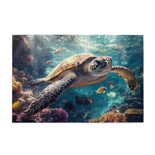 Puzzle 200 Teile Schildkröte Puzzle Meer DIY Kreative Holz Jigsaws für Erwachsene, Geschenkbox Verpackung, Impossible Herausfordernde Familie Aktivität Spiele, Deko Wohnzimmer Geschenke 35x25cm E-725 von Wehsaeho