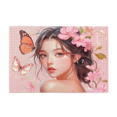 Puzzle 200 Teile Schmetterling Puzzle Frau DIY Kreative Holz Jigsaws für Erwachsene mit Geschenkbox Verpackung, Impossible Herausfordernde Familie Aktivität Spiele, Wanddeko Geschenke 35x25cm E-1272 von Wehsaeho