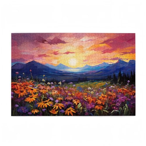 Puzzle 200 Teile Sonnenuntergang Puzzle Blume DIY Kreative Holz Jigsaws für Erwachsene mit Geschenkbox Verpackung, Impossible Herausfordernde Familie Aktivität Spiele, Deko Wohnzimmer 35x25cm D-654 von Wehsaeho
