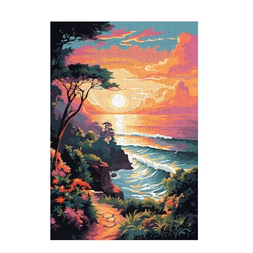 Puzzle 200 Teile Sonnenuntergang Puzzle Strand DIY Kreative Holz Jigsaws für Erwachsene mit Geschenkbox Verpackung, Impossible Herausfordernde Familie Aktivität Spiele, Deko Wohnzimmer 35x25cm D-1726 von Wehsaeho