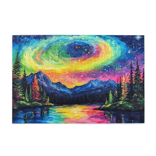 Puzzle 200 Teile Sternenhimmel Puzzle Farbe DIY Kreative Holz Jigsaws für Erwachsene, Impossible Herausfordernde Familie Aktivität Spiele, Deko Wohnzimmer, Geschenke für Frauen 35x25cm E-1136 von Wehsaeho