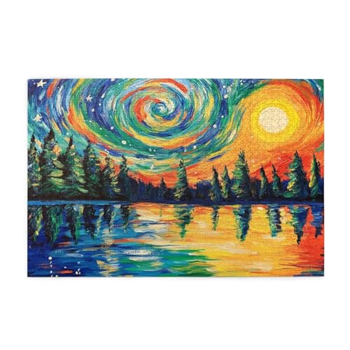 Puzzle 200 Teile Sternenhimmel Puzzle Farbe DIY Kreative Holz Jigsaws für Erwachsene, Impossible Herausfordernde Familie Aktivität Spiele, Deko Wohnzimmer, Geschenke für Frauen 35x25cm E-1306 von Wehsaeho
