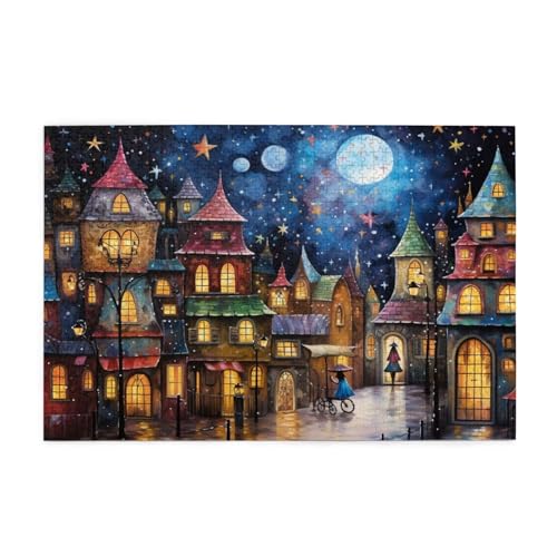 Puzzle 200 Teile Sternenhimmel Puzzle Mond DIY Kreative Holz Jigsaws für Erwachsene, Geschenkbox Verpackung, Impossible Herausfordernde Familie Aktivität Spiele, Deko Wohnzimmer 35x25cm E-484 von Wehsaeho