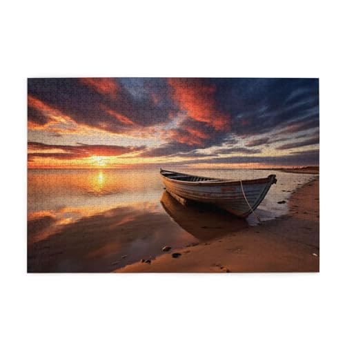 Puzzle 200 Teile Strand Puzzle Sonnenuntergang DIY Kreative Holz Jigsaws für Erwachsene, Impossible Herausfordernde Familie Aktivität Spiele, Deko Wohnzimmer, Geschenke für Frauen 35x25cm E-618 von Wehsaeho
