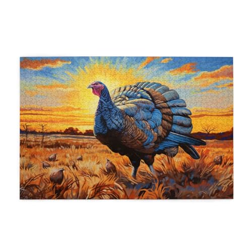 Puzzle 200 Teile Tier Puzzle Truthahn DIY Kreative Holz Jigsaws für Erwachsene mit Geschenkbox Verpackung, Impossible Herausfordernde Familie Aktivität Spiele, Deko Wohnzimmer Geschenke 35x25cm E-78 von Wehsaeho