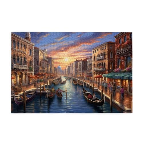 Puzzle 200 Teile Venedig Puzzle Sonnenuntergang DIY Kreative Holz Jigsaws für Erwachsene, Impossible Herausfordernde Familie Aktivität Spiele, Deko Wohnzimmer, Geschenke für Frauen 35x25cm E-1063 von Wehsaeho