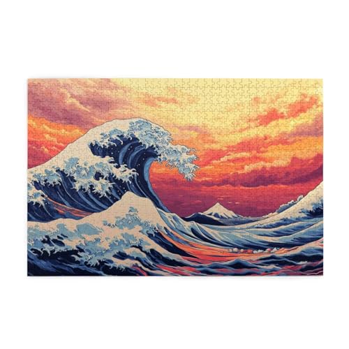Puzzle 200 Teile Wellen Puzzle Wolke DIY Kreative Holz Jigsaws für Erwachsene mit Geschenkbox Verpackung, Impossible Herausfordernde Familie Aktivität Spiele, Deko Wohnzimmer Geschenke 35x25cm E-1567 von Wehsaeho