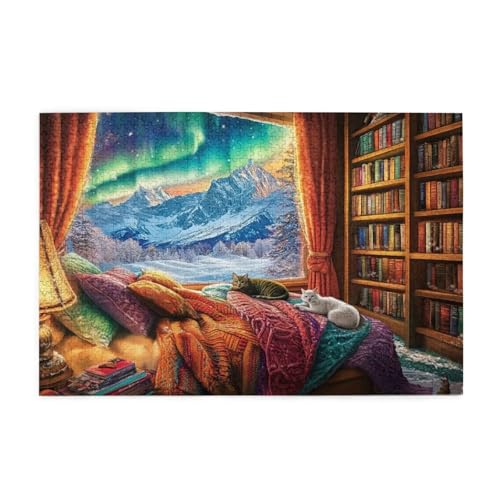 Puzzle 2000 Teile Aurora Puzzle Bücherregal DIY Kreative Holz Jigsaws für Erwachsene mit Geschenkbox Verpackung, Impossible Herausfordernde Familie Aktivität Spiele, Wanddeko Geschenke 99x70cm E-851 von Wehsaeho