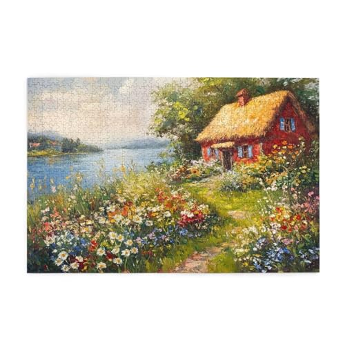 Puzzle 2000 Teile Blume Puzzle Landschaft DIY Kreative Holz Jigsaws für Erwachsene, Geschenkbox Verpackung, Impossible Herausfordernde Familie Aktivität Spiele, Deko Wohnzimmer Geschenke 99x70cm E-881 von Wehsaeho