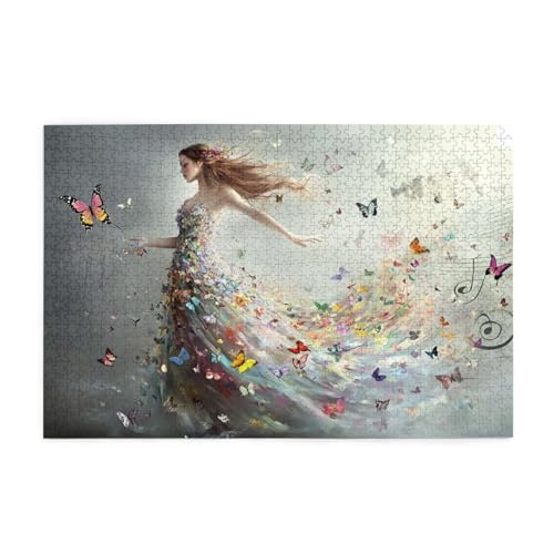 Puzzle 2000 Teile Frau Puzzle Schmetterling DIY Kreative Holz Jigsaws für Erwachsene, Geschenkbox Verpackung, Impossible Herausfordernde Familie Aktivität Spiele, Deko Wohnzimmer 99x70cm E-99 von Wehsaeho