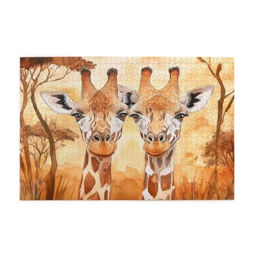 Puzzle 2000 Teile Giraffe Puzzle Tier DIY Kreative Holz Jigsaws für Erwachsene mit Geschenkbox Verpackung, Impossible Herausfordernde Familie Aktivität Spiele, Deko Wohnzimmer Geschenke 99x70cm E-900 von Wehsaeho